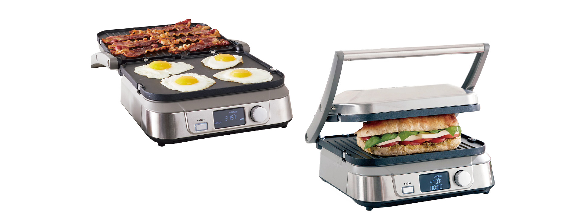 用戶使用接觸式燒烤爐烹調食物時，可把頂蓋打開或合上。