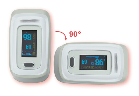 血氧計的顯示器可於不同方向顯示讀數