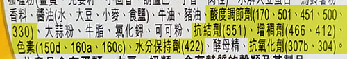 消费者在选购预先包装食品时,应查看其配料表及营养标签,留意有否标示多种添加剂(上), 以及总脂肪、糖及/或钠是否属高含量(下)