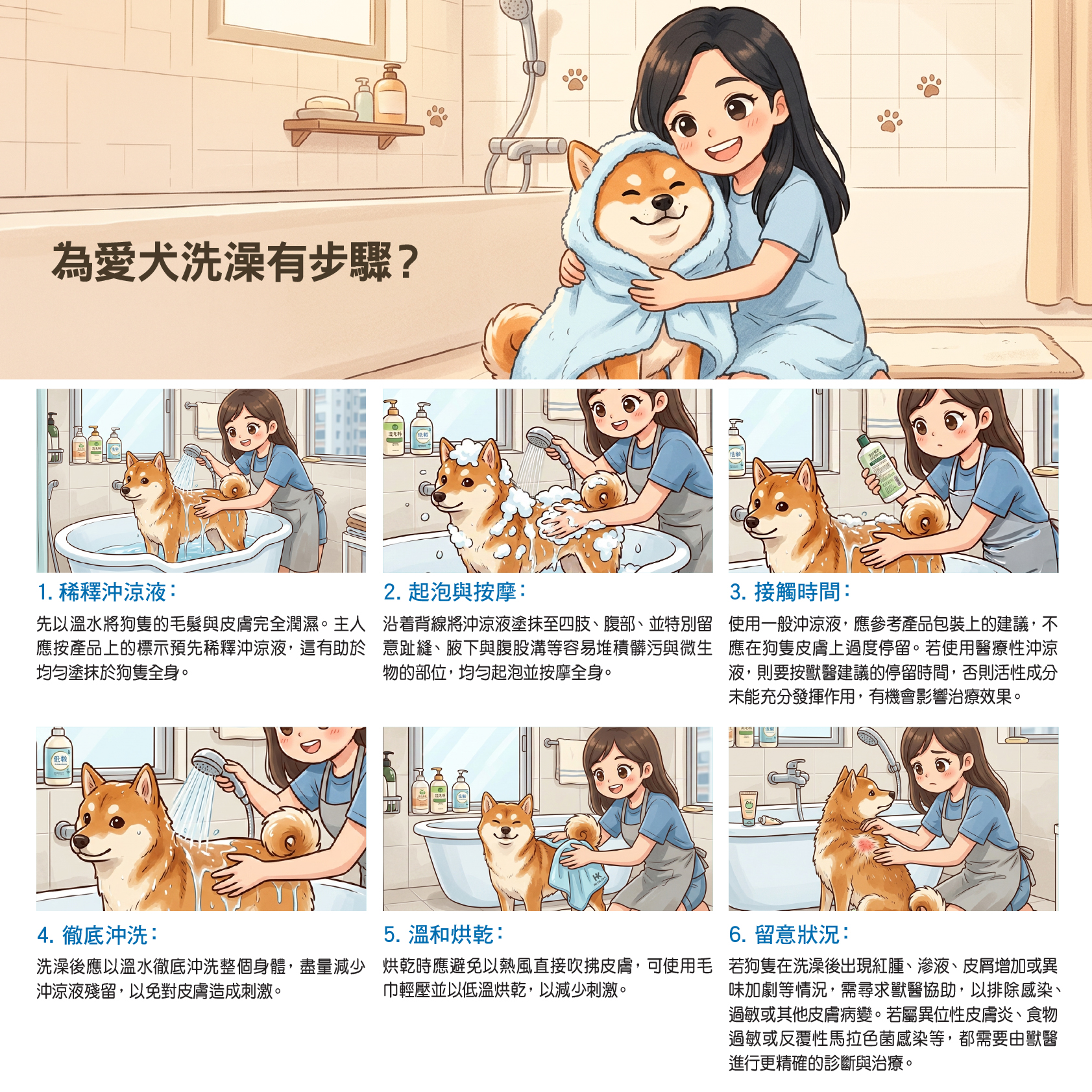 为爱犬洗澡有步骤