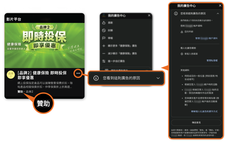 消费者可查看不同平台的广告设定