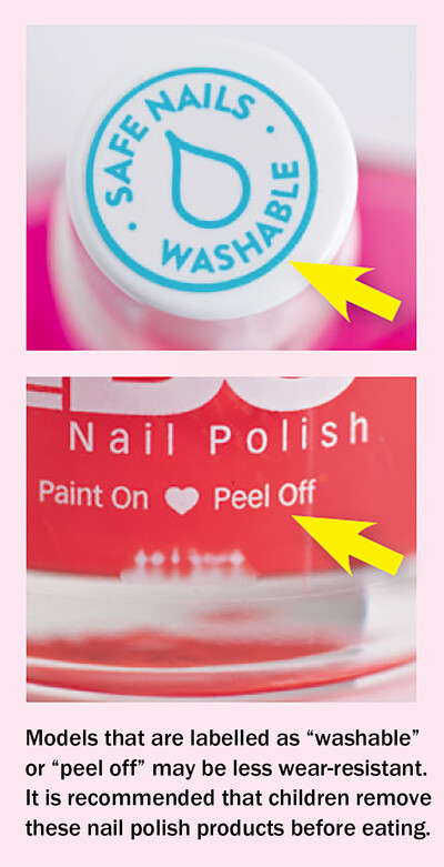 Minimise the duration of wearing nail polish especially those labelled as “washable” or “peel off”
