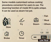 Some cooker models customised various cooking procedures