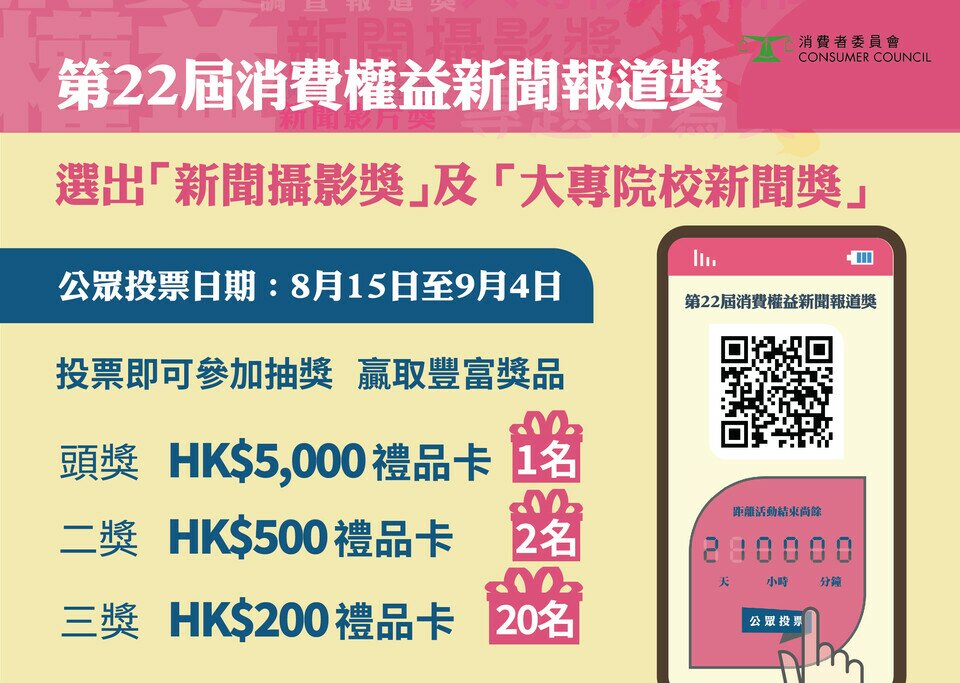 第22屆消費權益新聞報道獎 選出「新聞攝影獎」及「大專院校新聞獎」