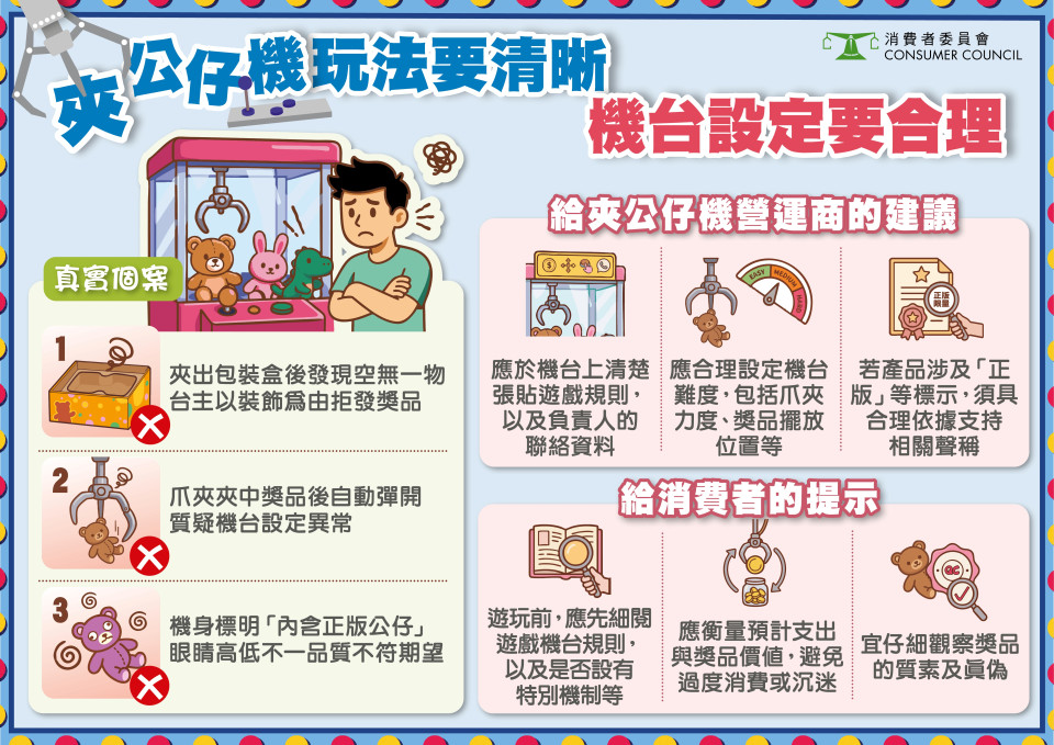 夹公仔机玩法要清晰 机台设定要合理